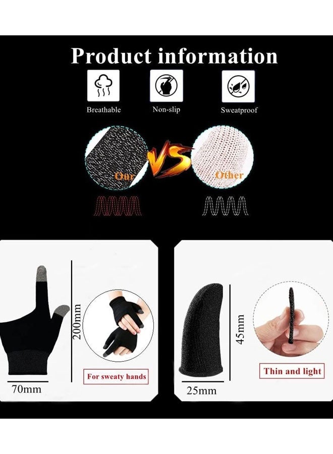 قفازات ألعاب للأيدي المتعرقة، قفازات ألعاب فائقة الرقة وجيدة التهوية تعمل باللمس مع أكمام للإبهام والأصابع لأجهزة iPad اللوحية/الهواتف المحمولة - Image 2